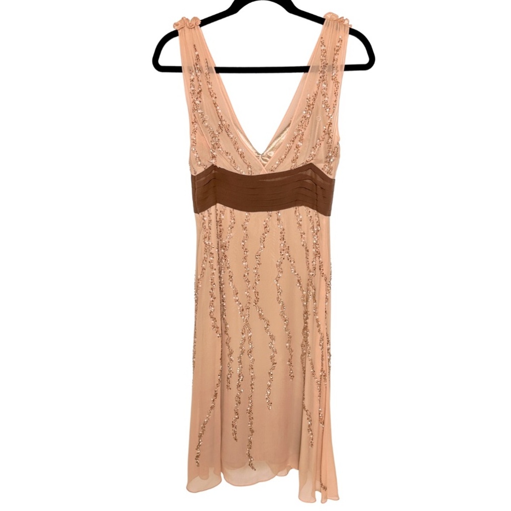 BCBGMAXAZRIA Elegant Sequined Silk Cocktail Dress, Size 4